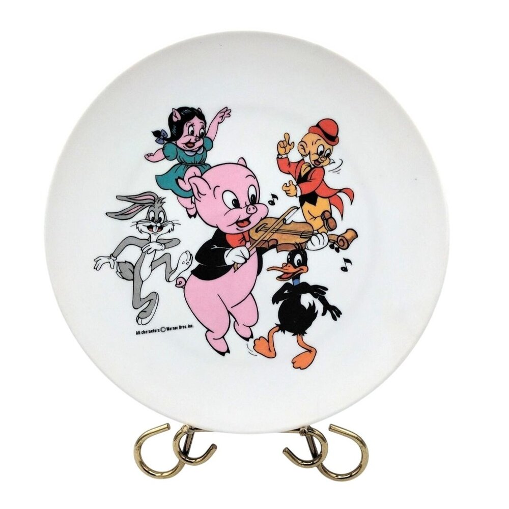 Looney Tunes Melamine Plate Porky Pig Daffy Duck Bugs Elmer Fudd Petunia Vintage